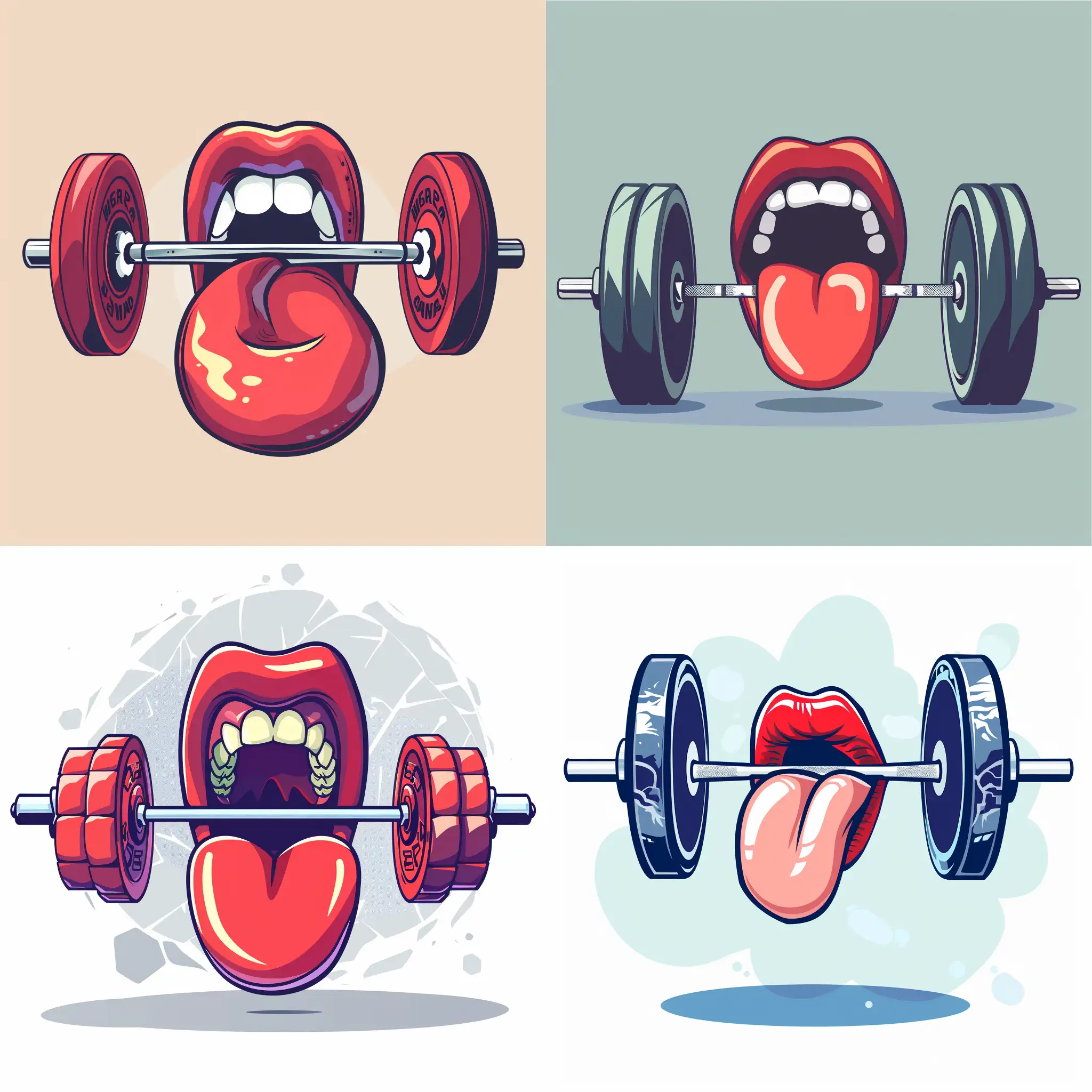 Cartoon-Tongue-Lifting-Barbell-Vector-Logo