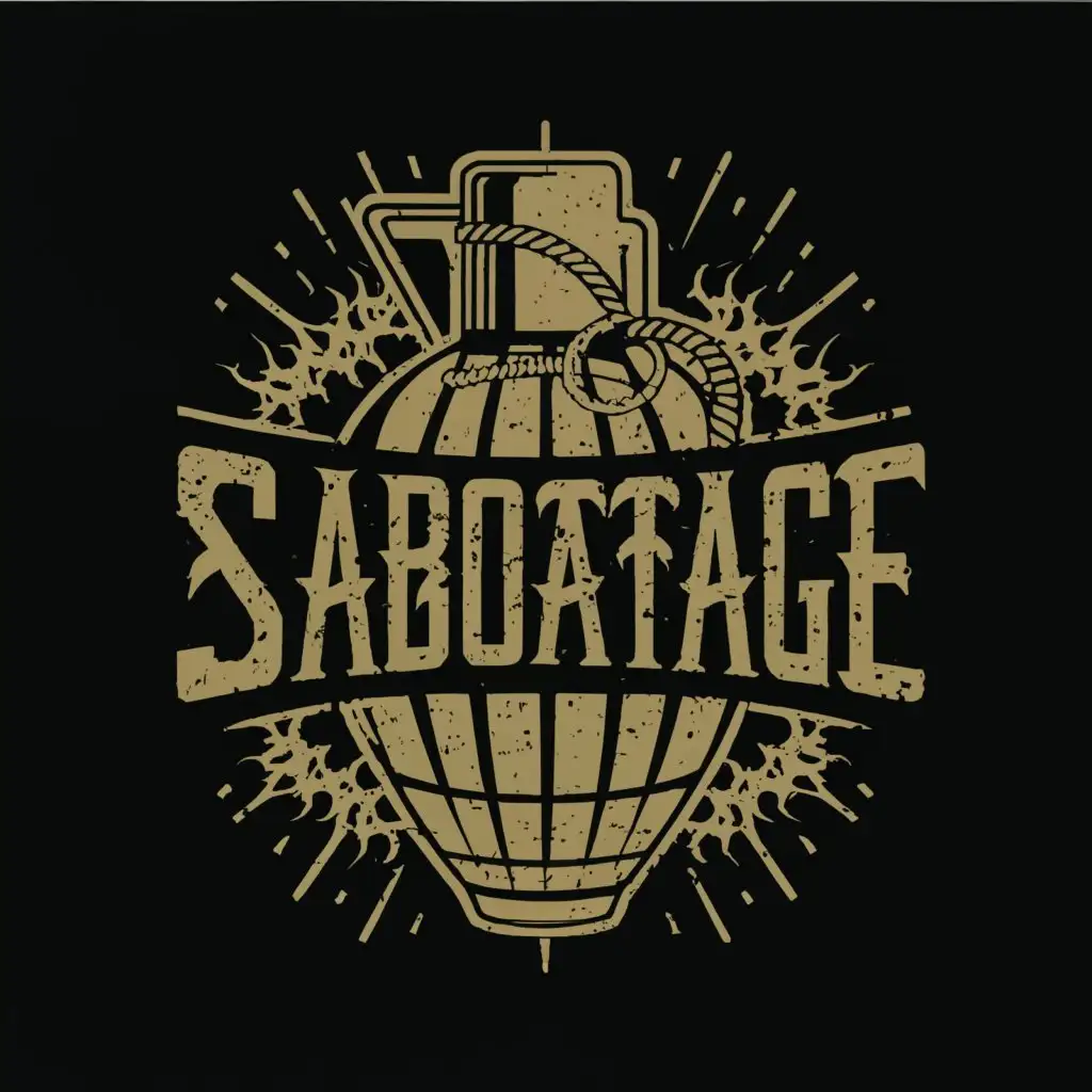 a logo design,with the text "Sabotage", main symbol:Hand grenade,complex,clear background