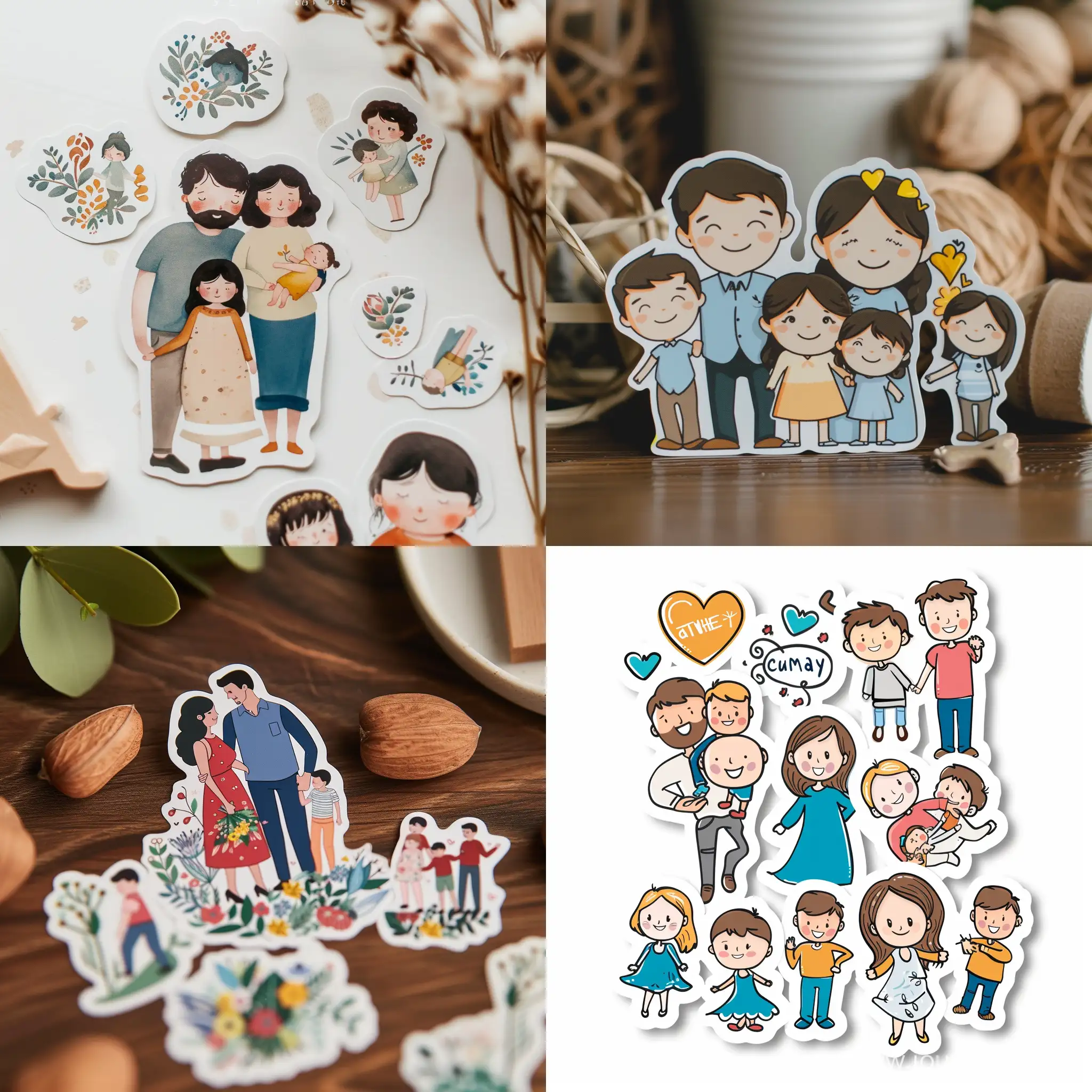Multigenerational-Family-Sticker-Collection-Diverse-Characters-Bonding-with-Love-and-Joy