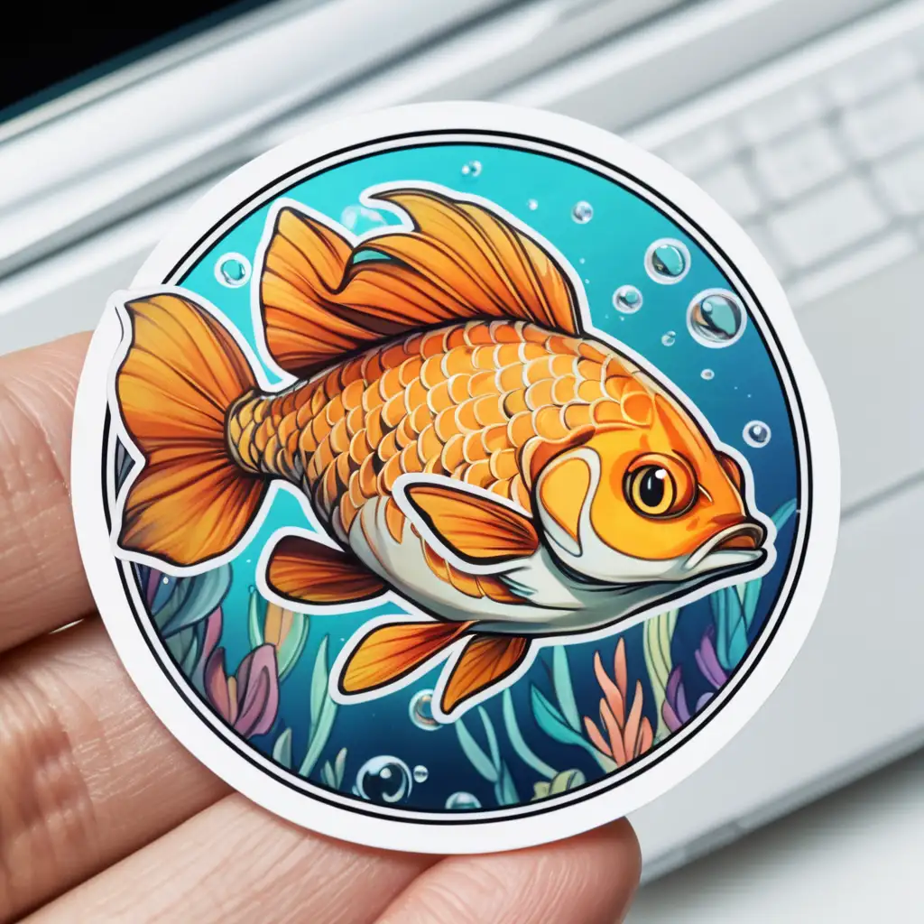 Colorful Fish Sticker Decals for Laptops and Water Bottles