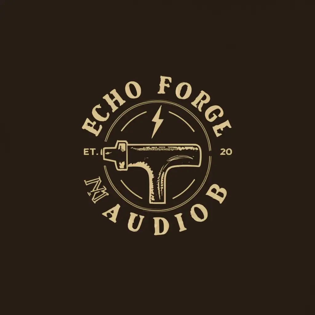 a logo design,with the text "EchoForgeAudio", main symbol:An Anvil struck by a hammer,complex,be used in Entertainment industry,clear background