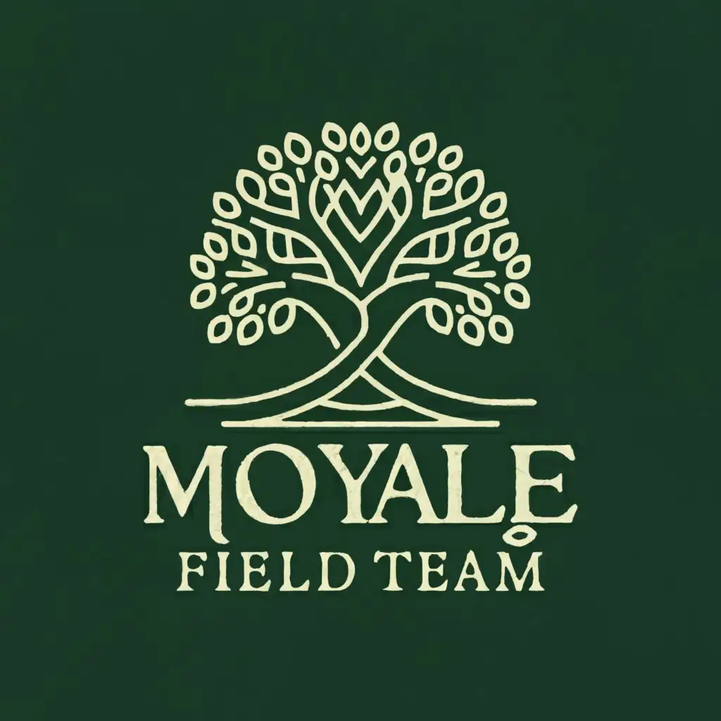 a logo design,with the text "MOYALE FIELD TEAM. BOMA", main symbol:Team work depicted by knot made by a giant tree. Vivid and simple designs,Moderate,be used in Nonprofit industry,clear background