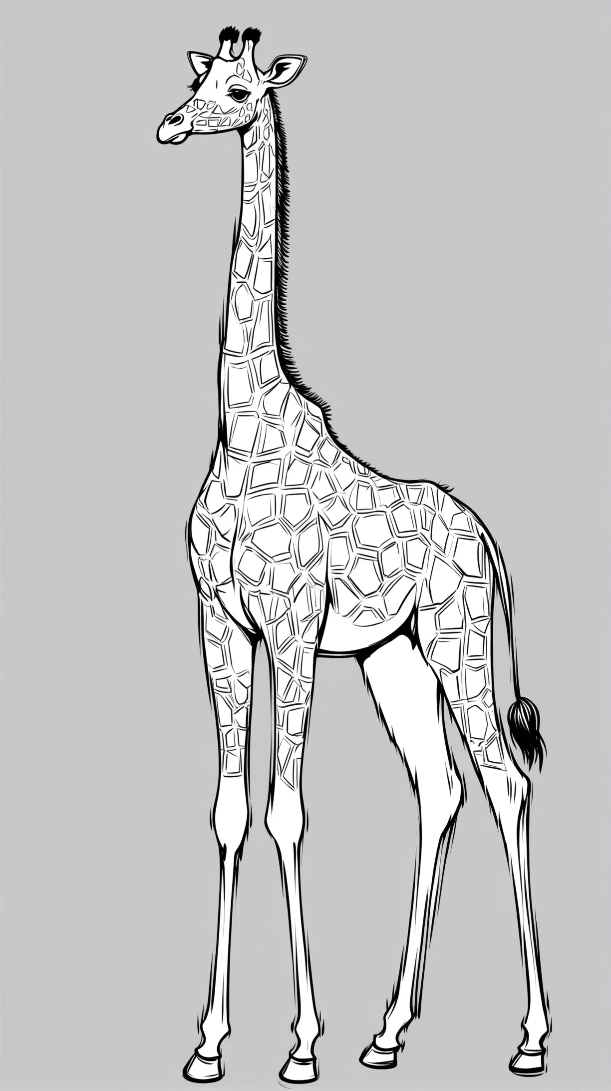 white coloring page, full body 
giraffe, NO COLOR, no background