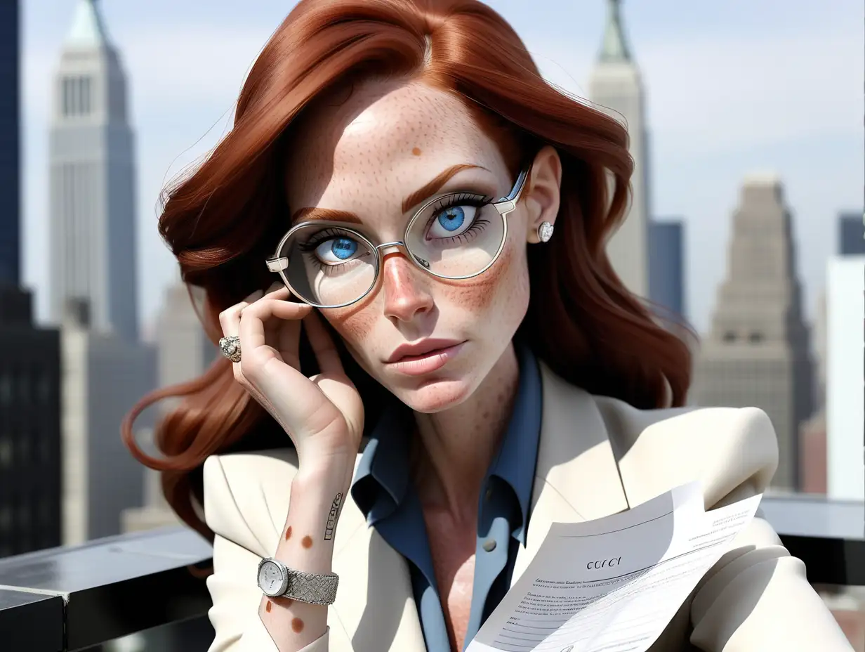 Laura Jolie 40YearOld Businesswoman Signing Contract on New York Rooftop