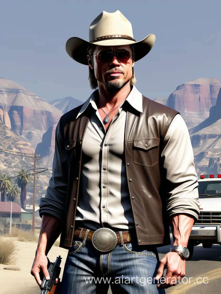 Realistic-GTA-5-Cowboy-Portrait-of-Brad-Pitt-Lookalike