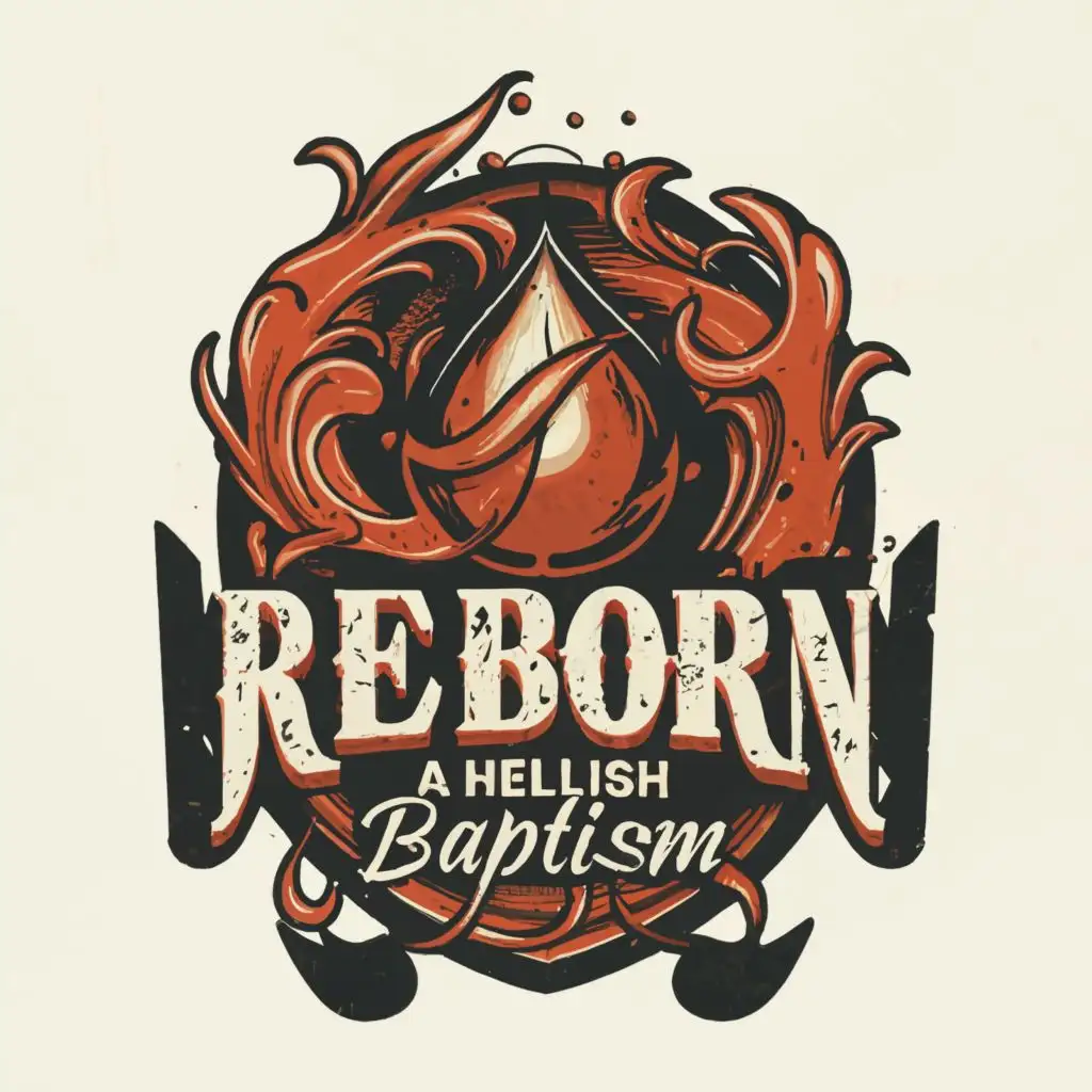 a logo design,with the text " Reborn: A Hellish Baptism ", main symbol:water,Moderate,clear background, fantasy