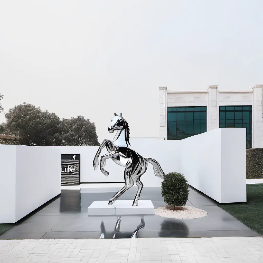LifeSize Prancing Horse Metallic Art Installation Centerpiece