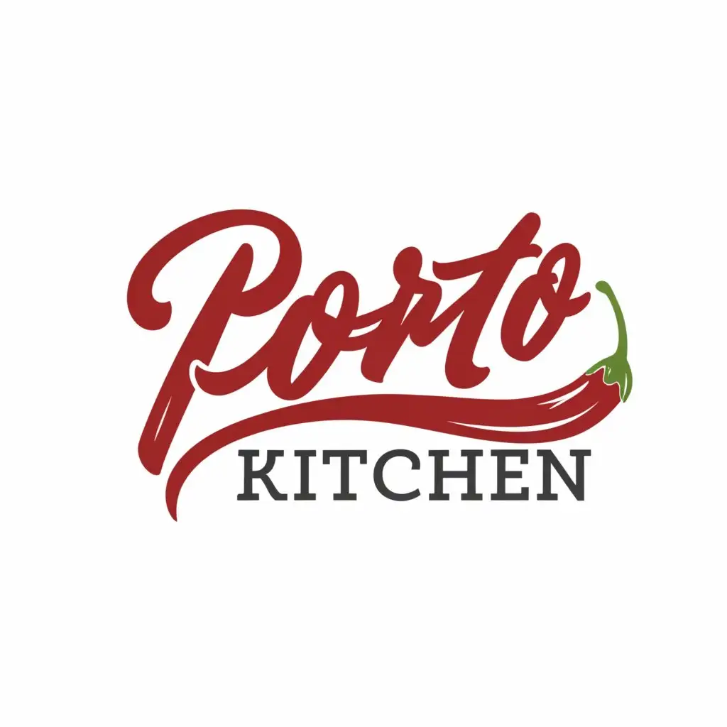 LOGO-Design-For-Porto-Kitchen-Vibrant-Red-Green-with-Chili-Pepper-Theme