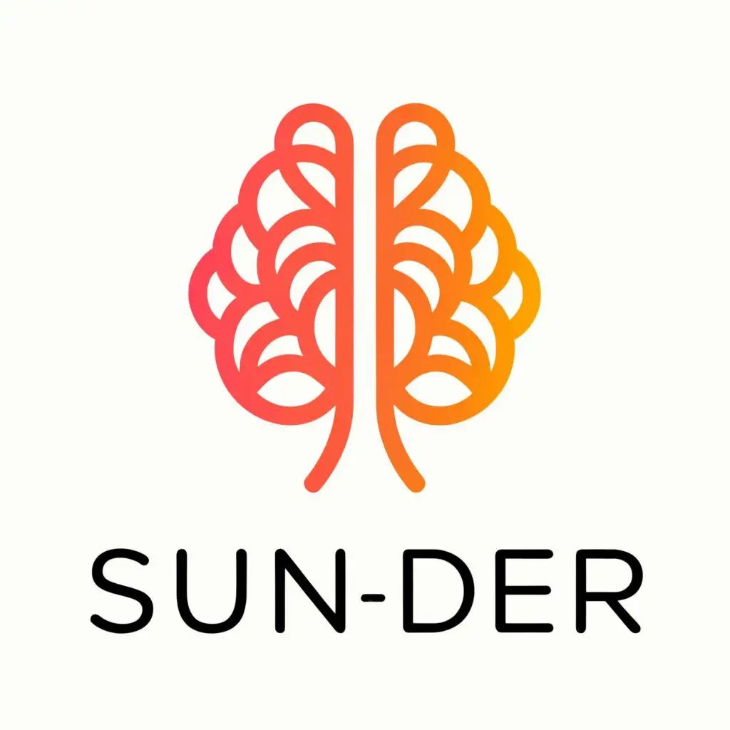 a logo design,with the text "SUN-DER", main symbol:BRAIN, MENTAL HEALTH,Moderate,be used in Education industry,clear background