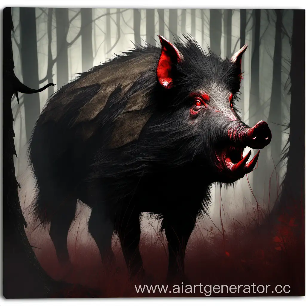 Mystical-Dark-Forest-Boar-with-Red-Eyes-and-Massive-Tusks