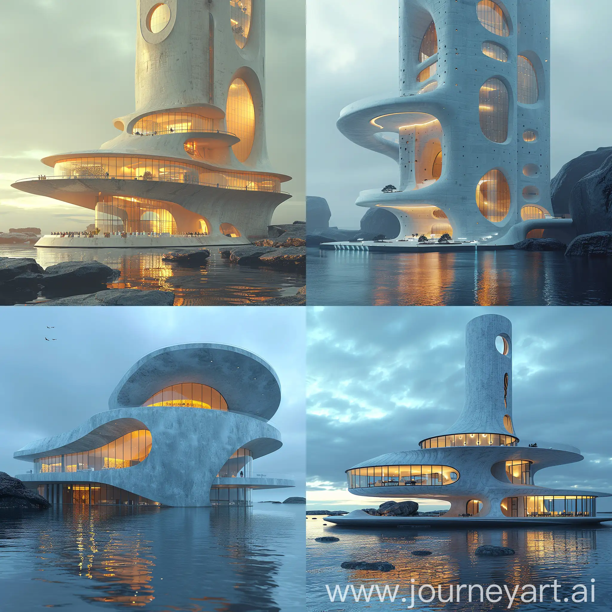 Futuristic Riksdag building, ultra-modern, ultramodern, octane render --stylize 1000