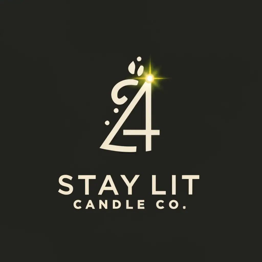 a logo design,with the text "Stay Lit Candle Co.", main symbol:24, glitter candle,Minimalistic,be used in Retail industry,clear background