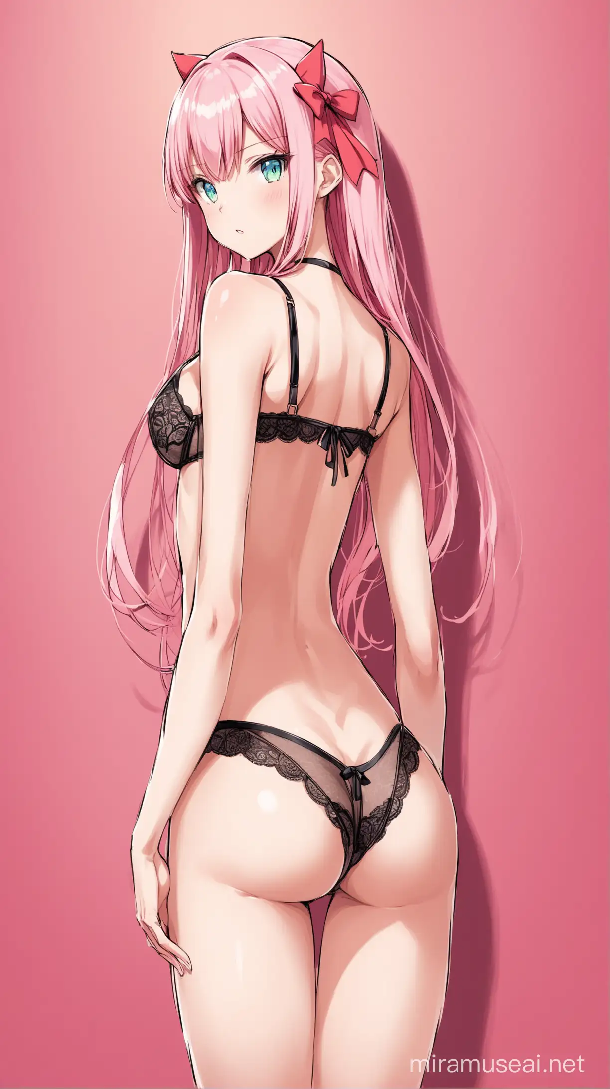 Seductive ZeroTwo in Lingerie Gazing Towards Viewer