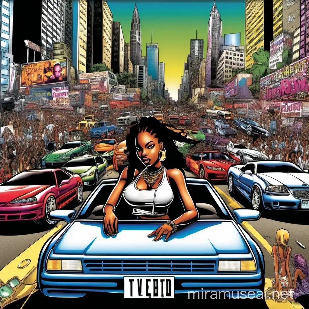 Urban Rappers City Tour with Pimped Out Cars and Stunning Girls 2008 Album Cover Vibe