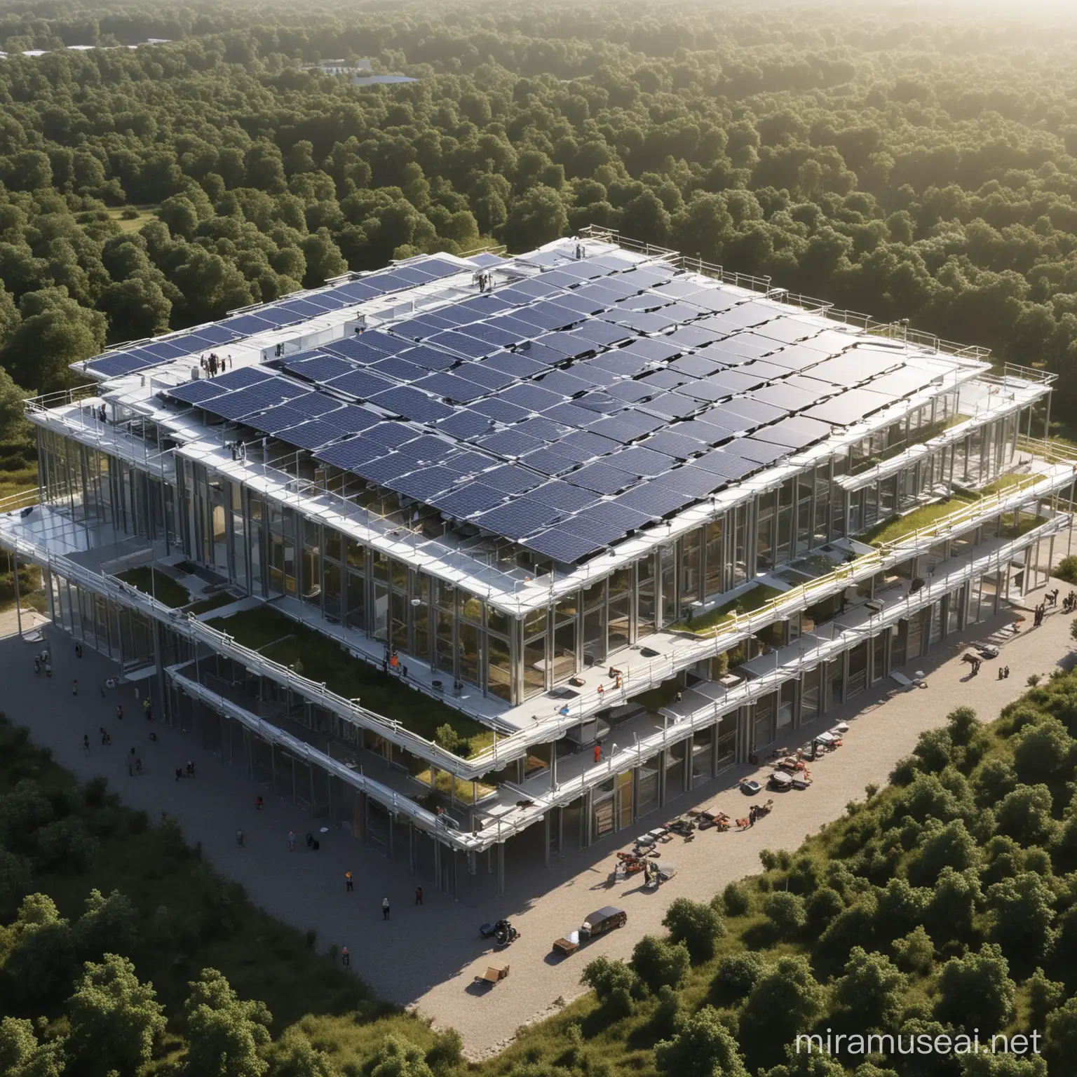 M.I.C.E tripple story, sustainable super structure with intergrated roof solar panels