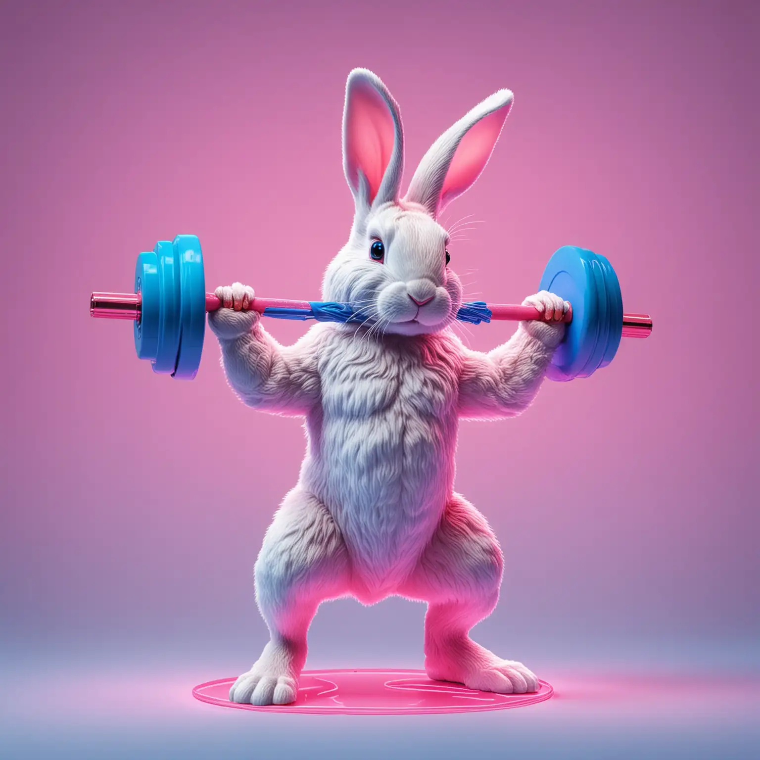 Easter Bunny Powerlifting in Neonlit Gym