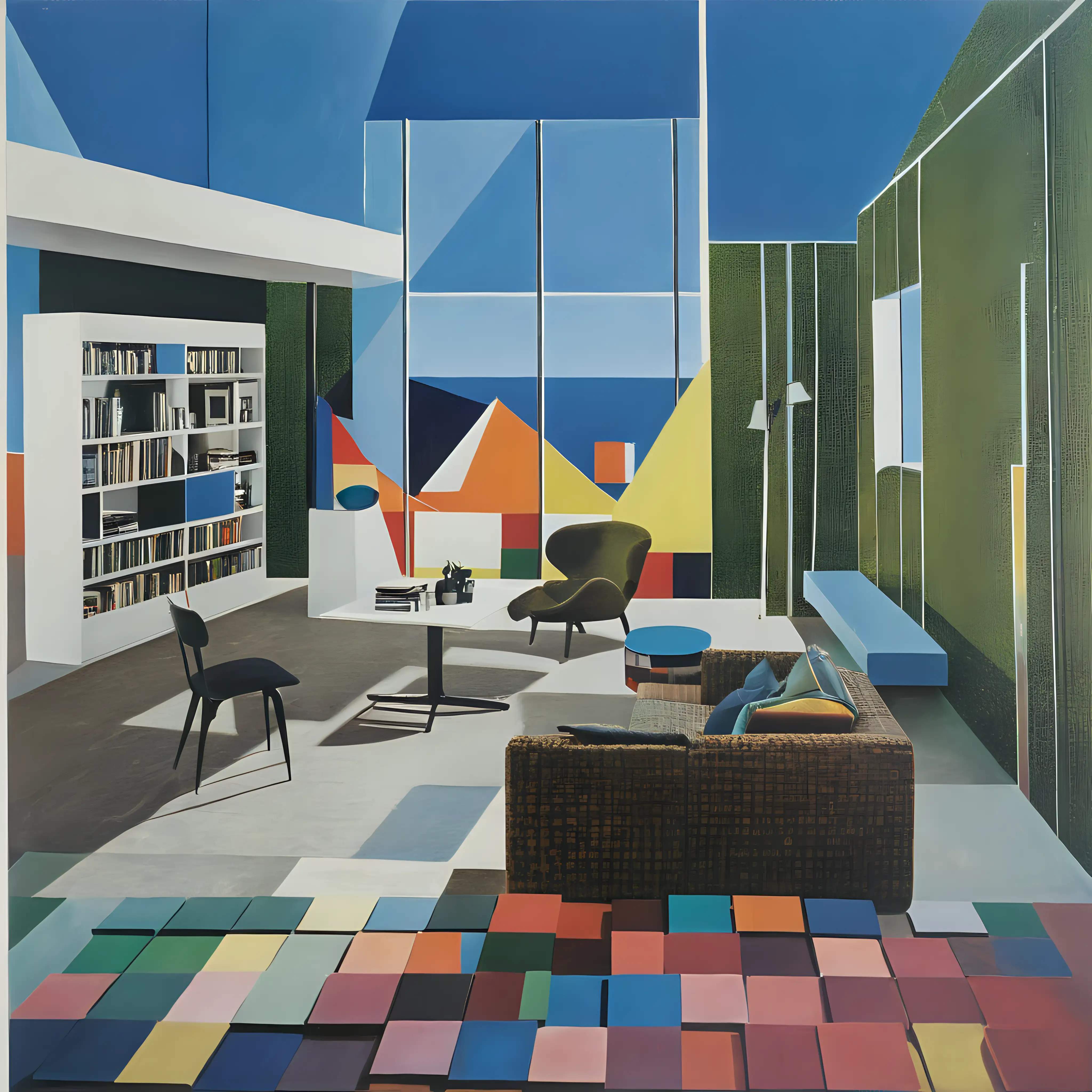 Contemporary Cubist Room Interior with Small Format Composition