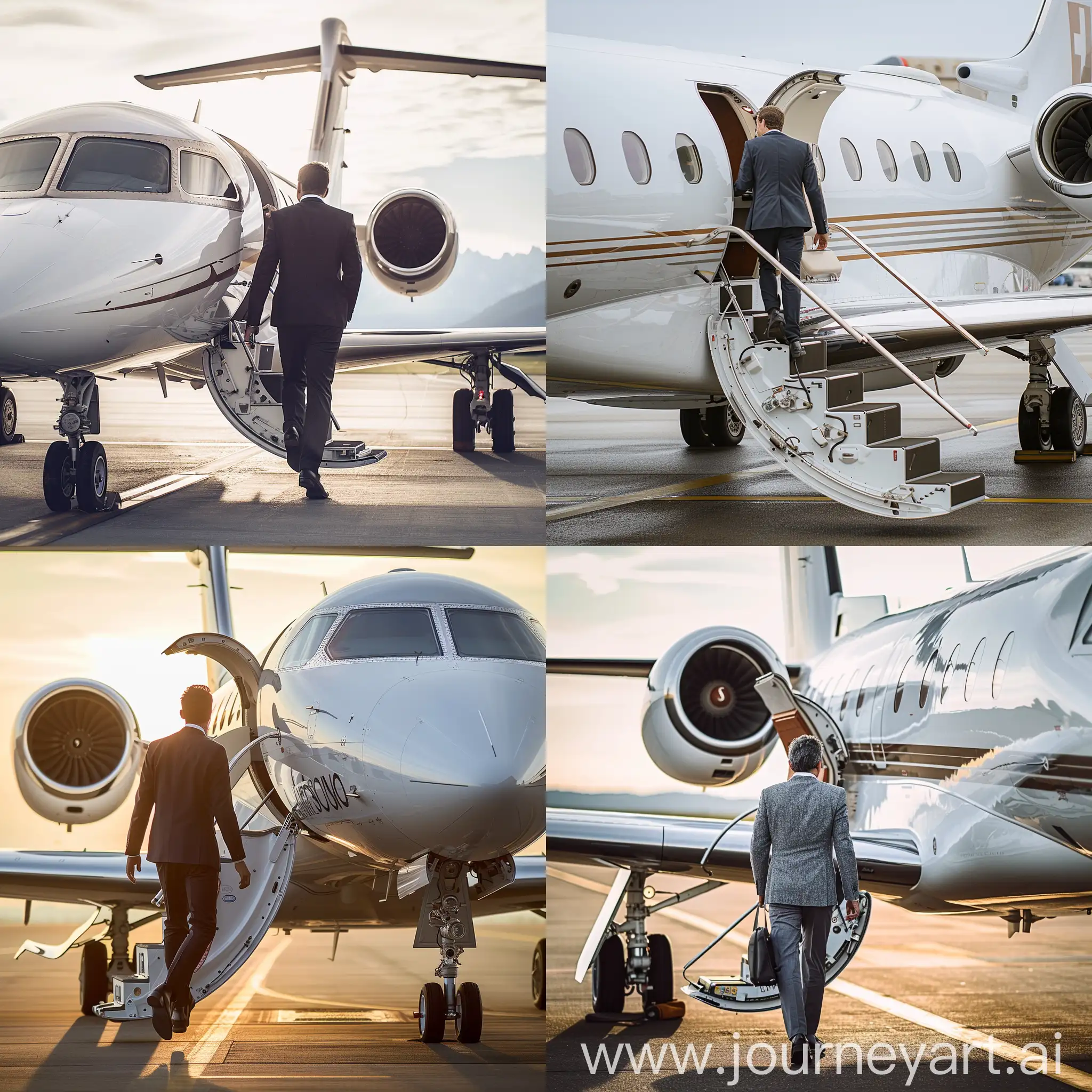 Businessman-Boarding-Swiss-Private-Jet