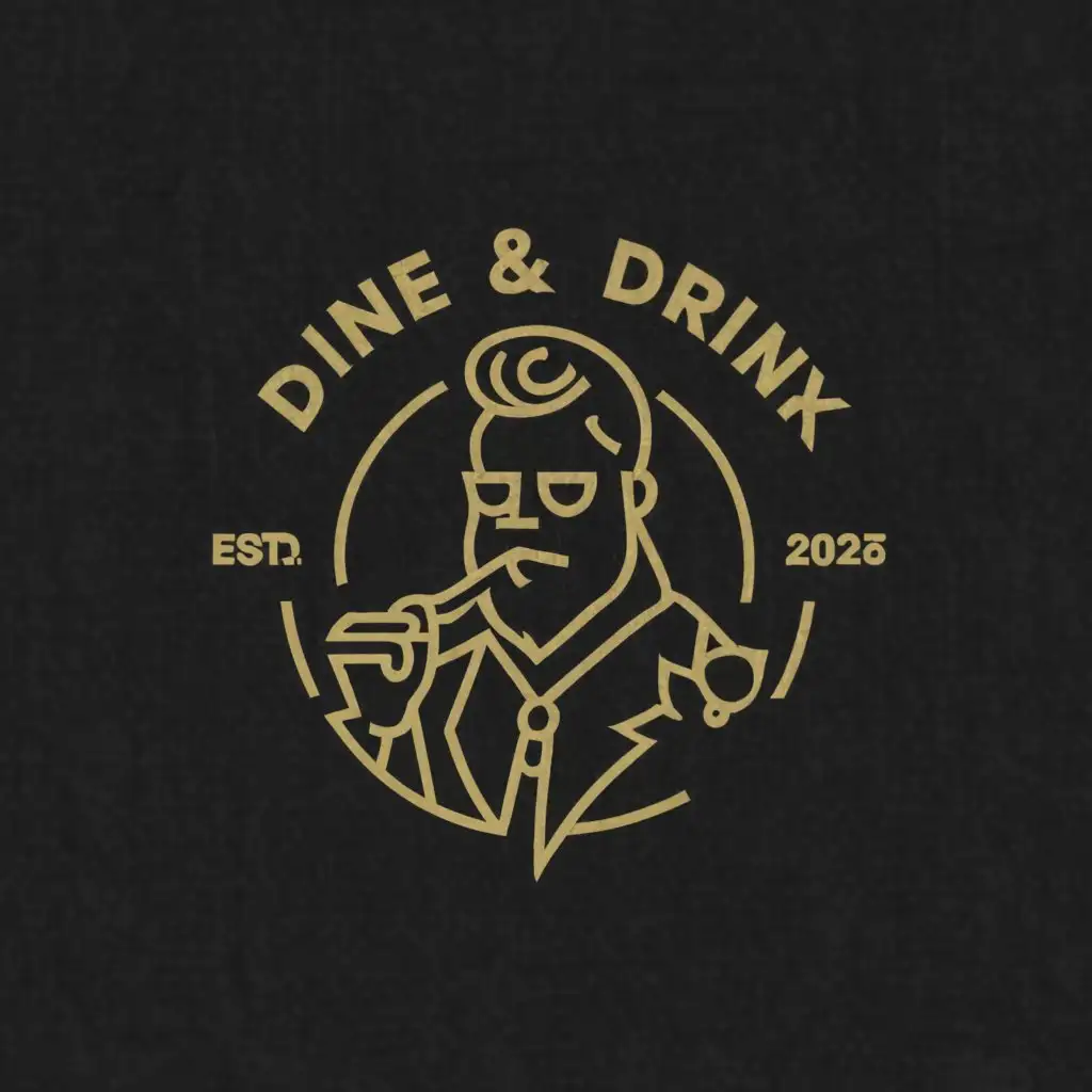 LOGO-Design-For-Dine-Drink-Beard-Man-Smoking-Emblem-for-the-Restaurant-Industry