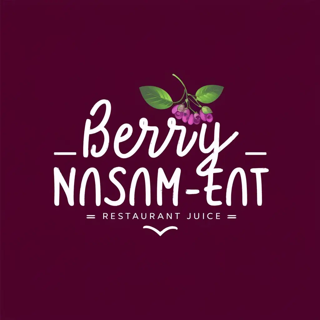 logo, mulberry juice, with the text "Berry Nasam-EAT", typography, be used in Restaurant industry