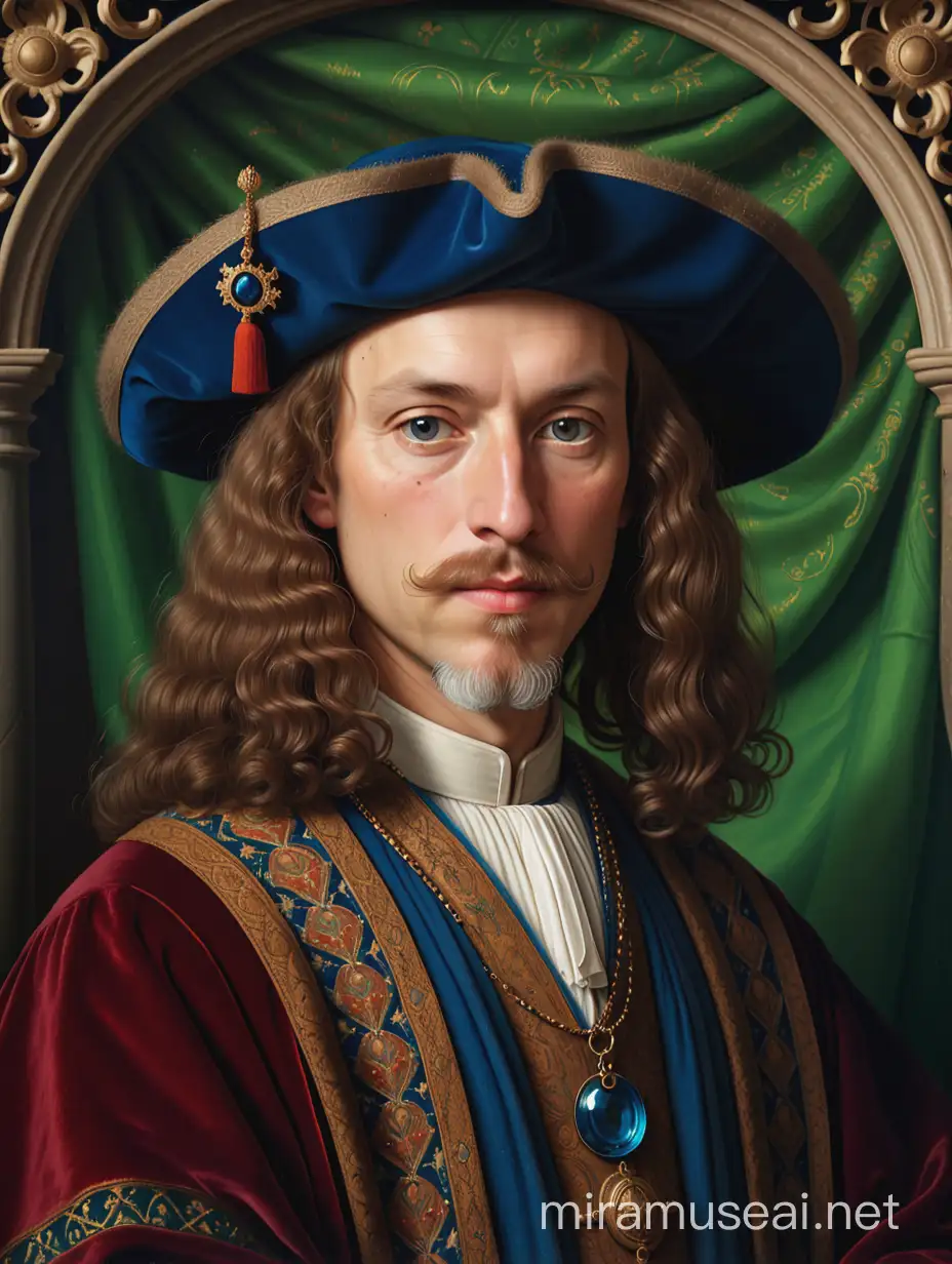 Portrait of a Wealthy Dutch Merchant Inspired by Jan van Eycks Style
