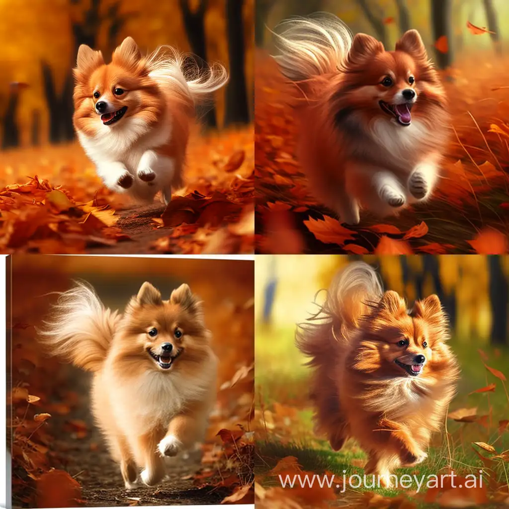 Energetic-Red-Spitz-Running-Amidst-Autumn-Leaves