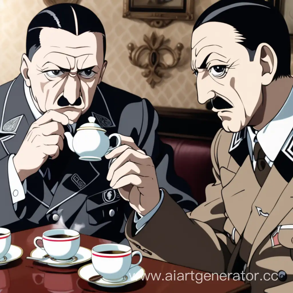 гитлер пьёт чай в стиле аниме k-on