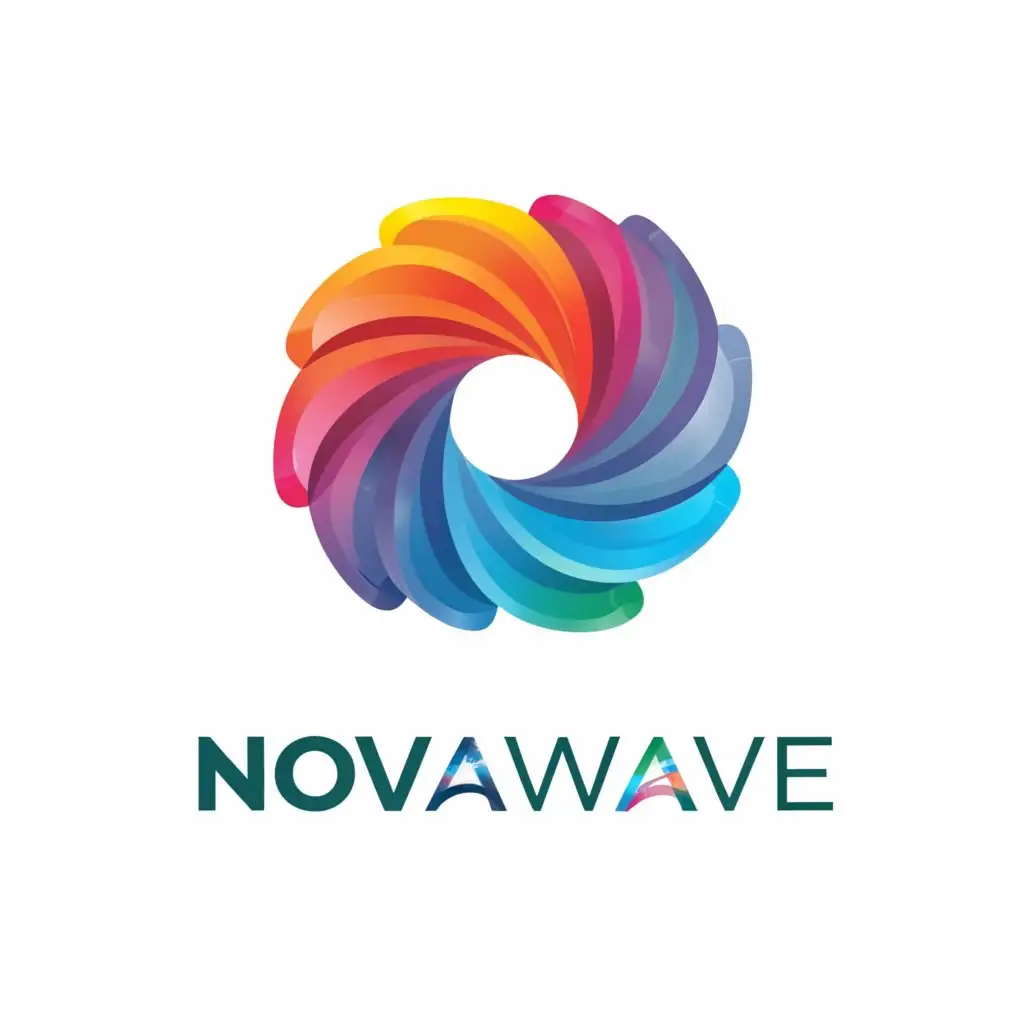 a logo design,with the text "NovaWave", main symbol:simple yet captivating image of a bright, swirling wave against a dark background. It's like a burst of energy frozen in time, with vibrant colors swirling together to create a mesmerizing sight.,Moderate,clear background