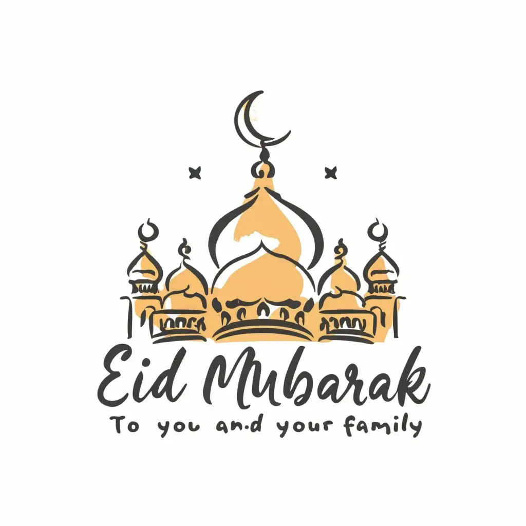 a logo design,with the text "Eid Mubarak
 to you and your family", main symbol:Mosque domes,Moderate,be used in Religious industry,clear background