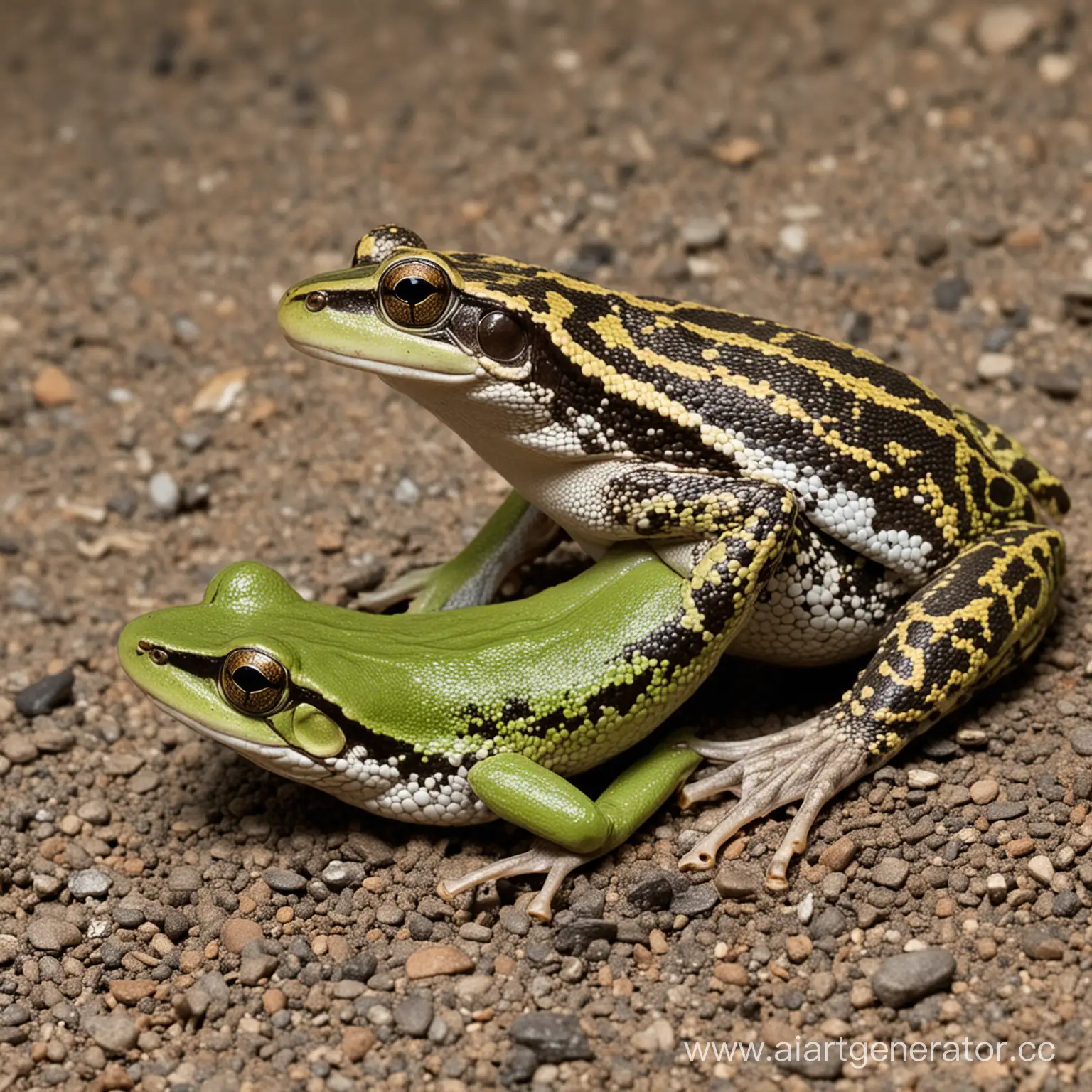mating of a frog and a viper