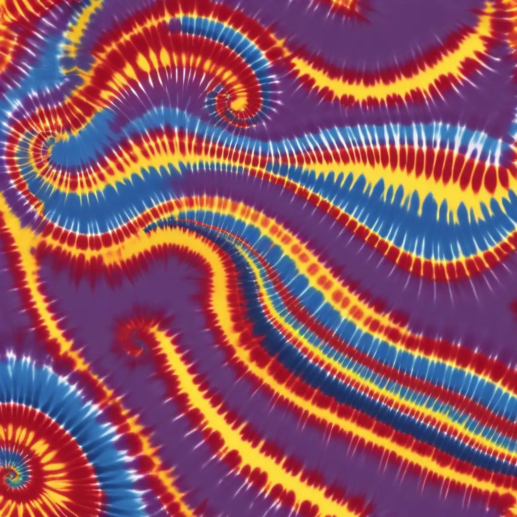 Abstract tie dye seamless pattern in blue, yellow and red colors