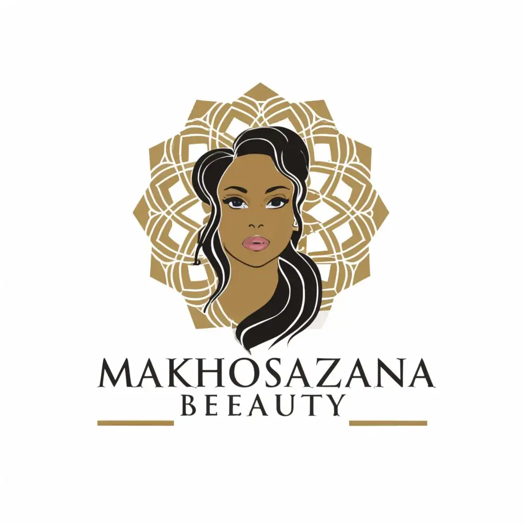 a logo design,with the text "Makhosazana Beauty", main symbol:A sexy girl,complex,clear background