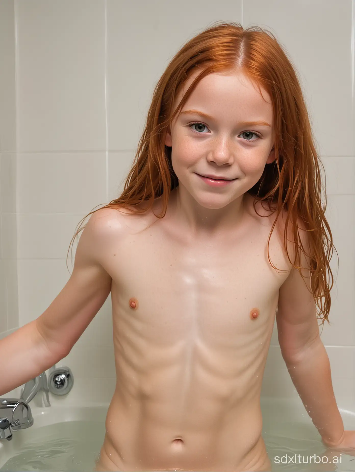 Muscular-8YearOld-Girl-with-Long-Ginger-Hair-Bathing