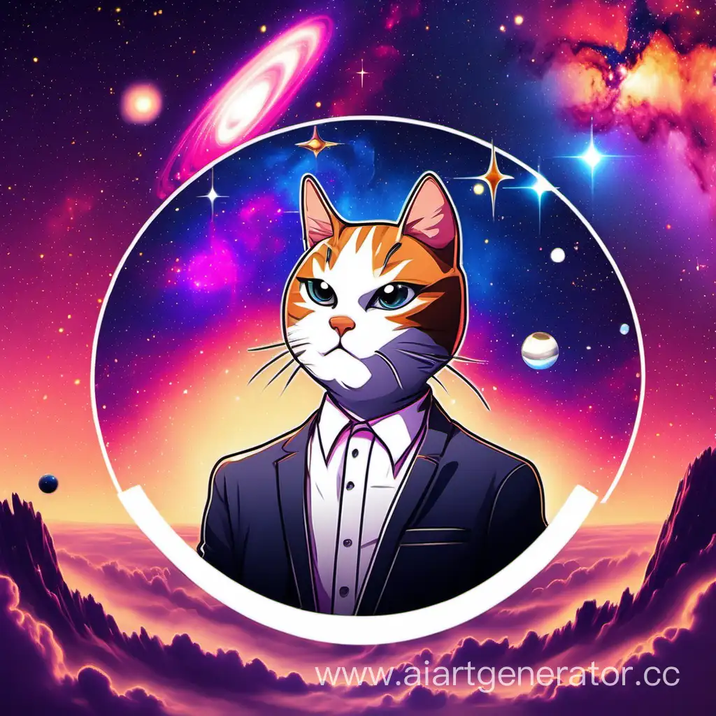 Иконка для тик ток необычная с юмором мужчина кот и красивый вид на галактику