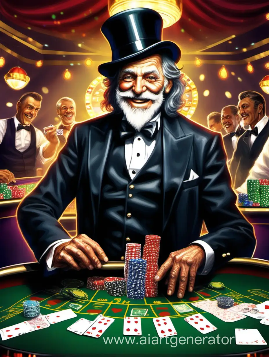 Elderly-Gambler-Embracing-Casino-Thrills-with-Cards-and-Chips