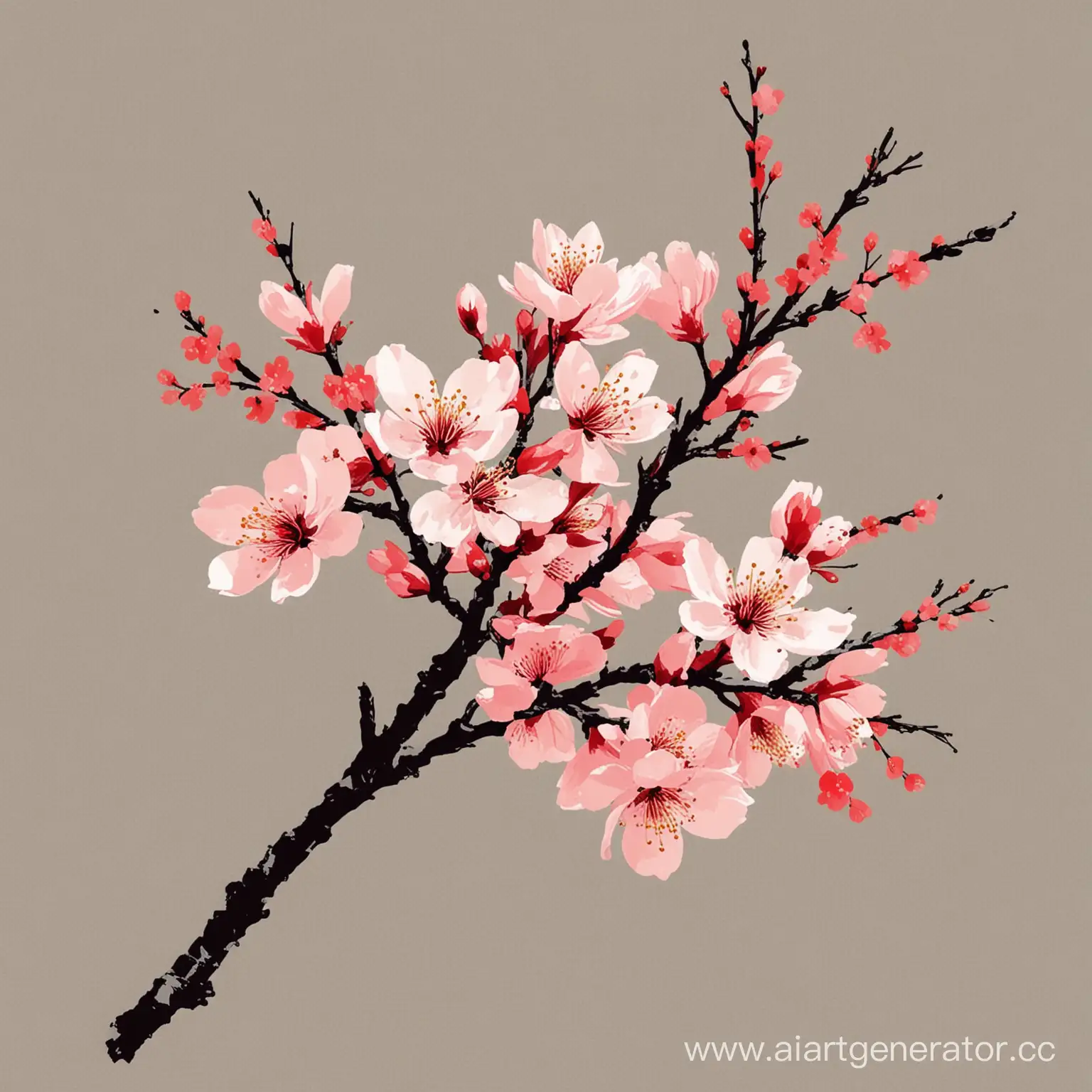 Japanese-Cherry-Blossom-Minimalism-Pop-Art-Serene-Floral-Silhouette-against-Bold-Color-Background