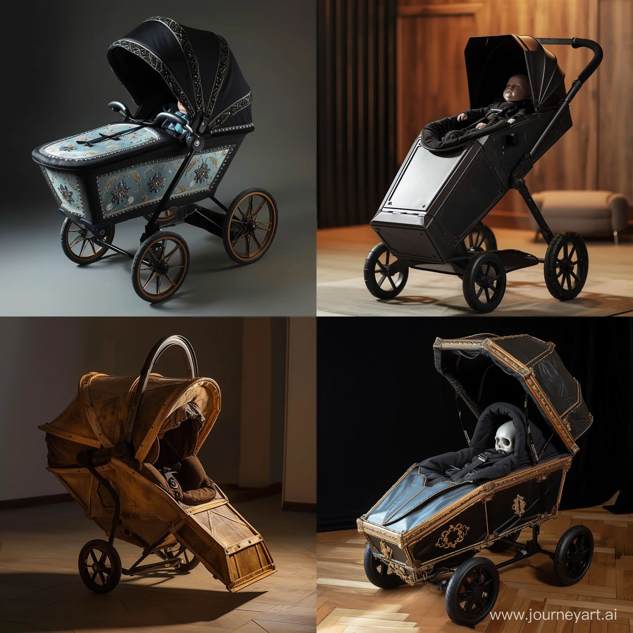 baby stroller, but in the shape of a coffin