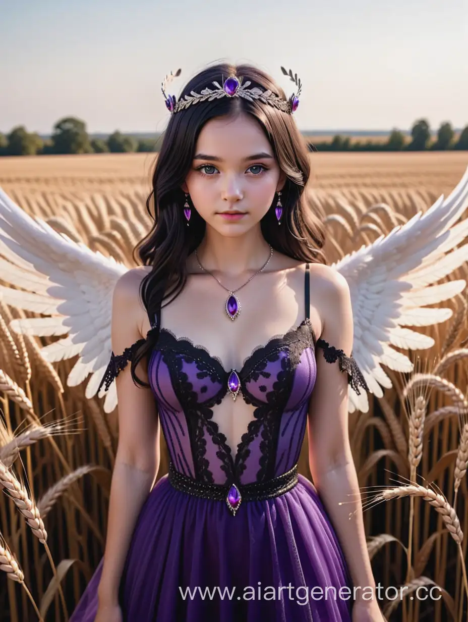 DarkHaired-Girl-with-Angel-Wings-in-Wheat-Field
