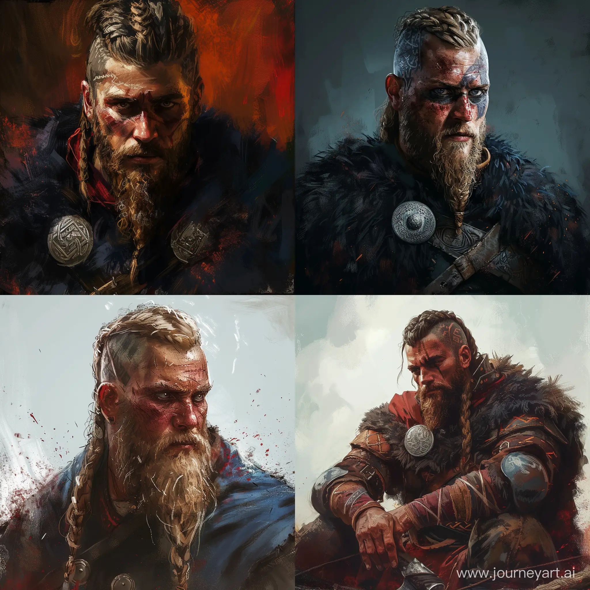 An digital art of a Viking man