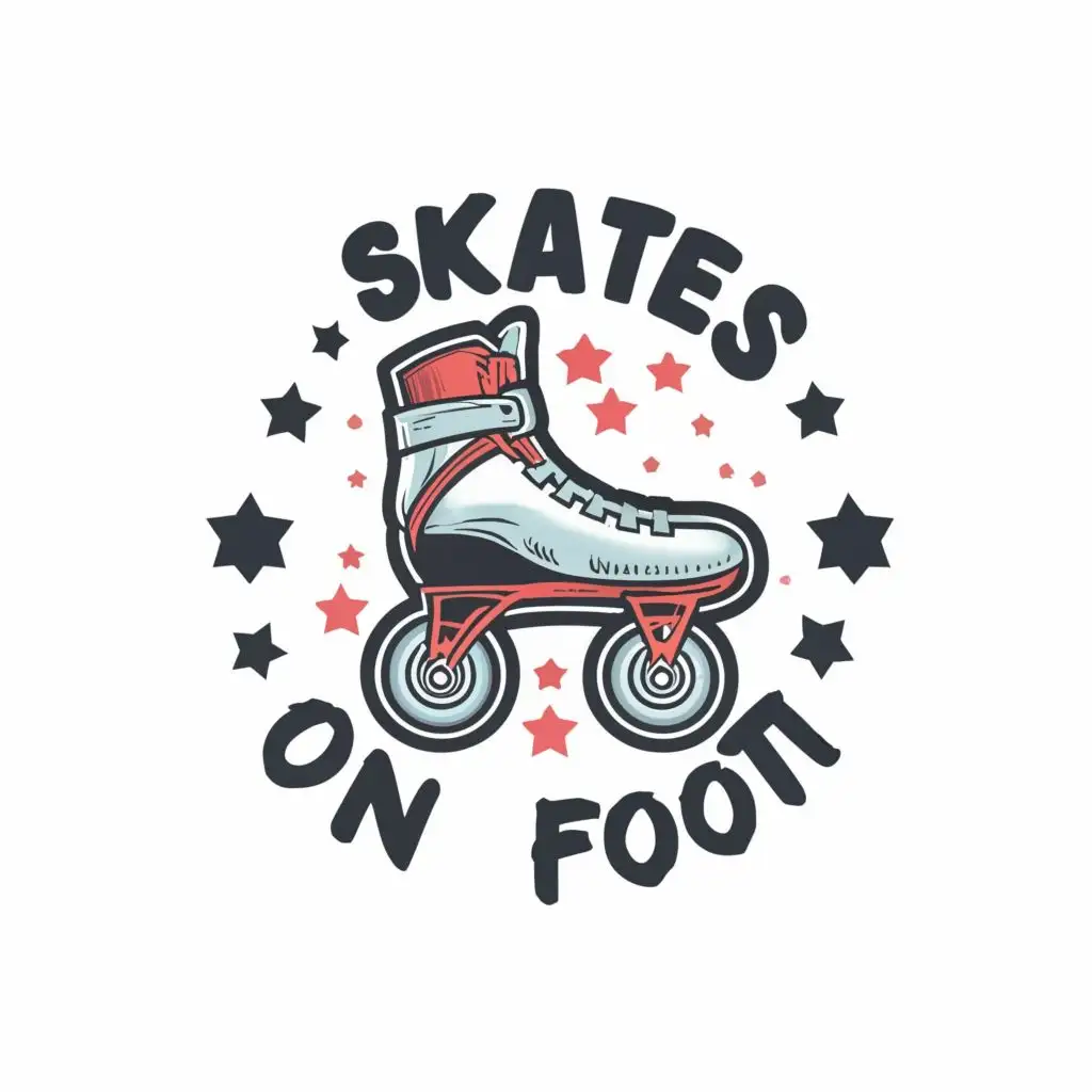 logo, rollerblade, with the text "Skates on foot", typography, be used in Sports Fitness industry