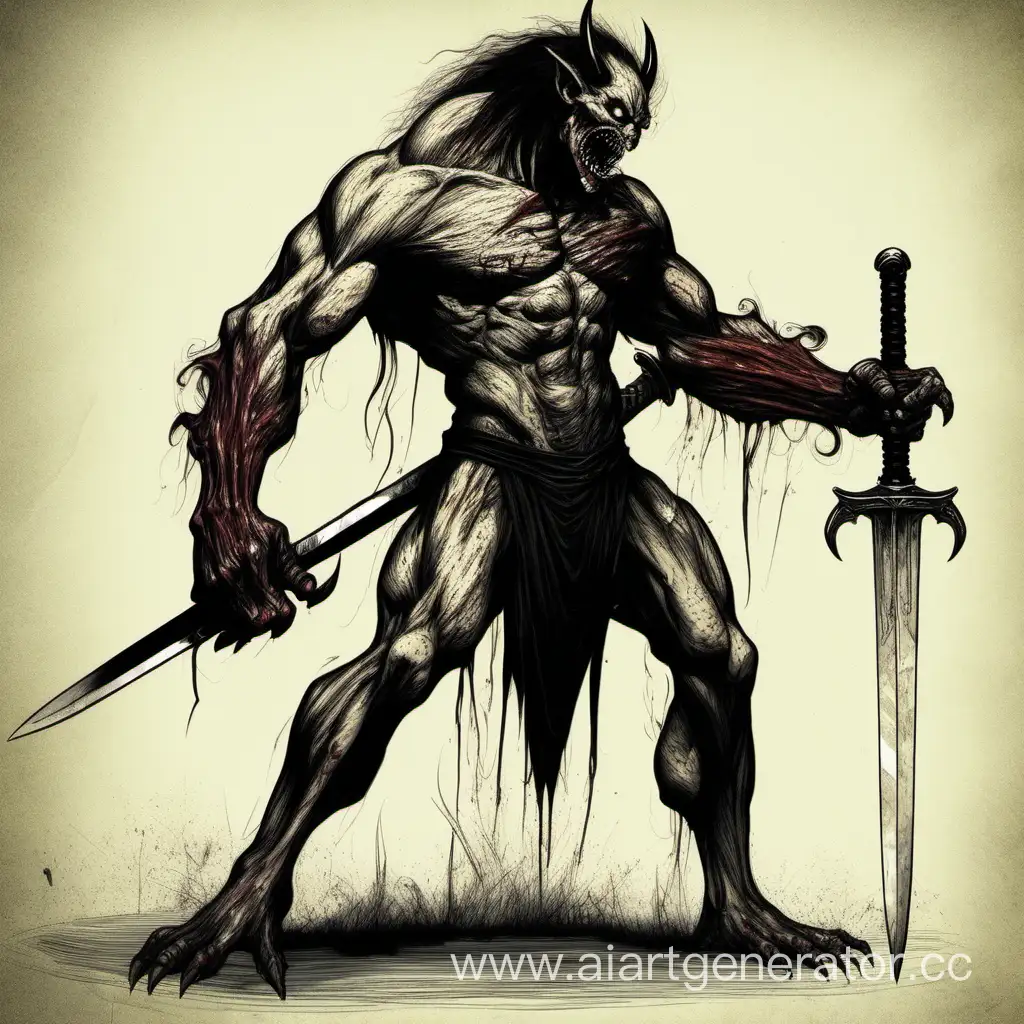 сущность которой овладел демон который закован в меч и он превратил эту сущность в большую мускулиную кровожадную тварь