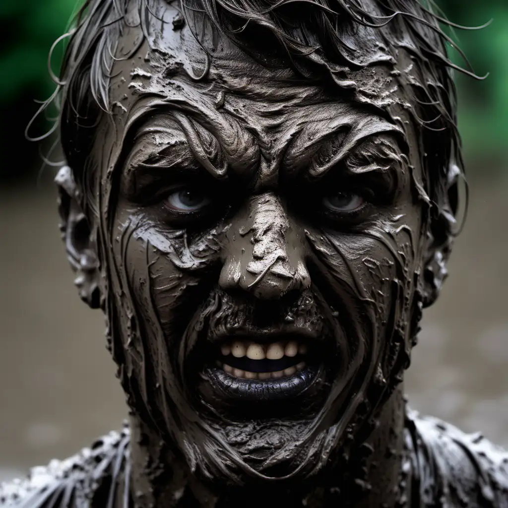Muddy scary men face
