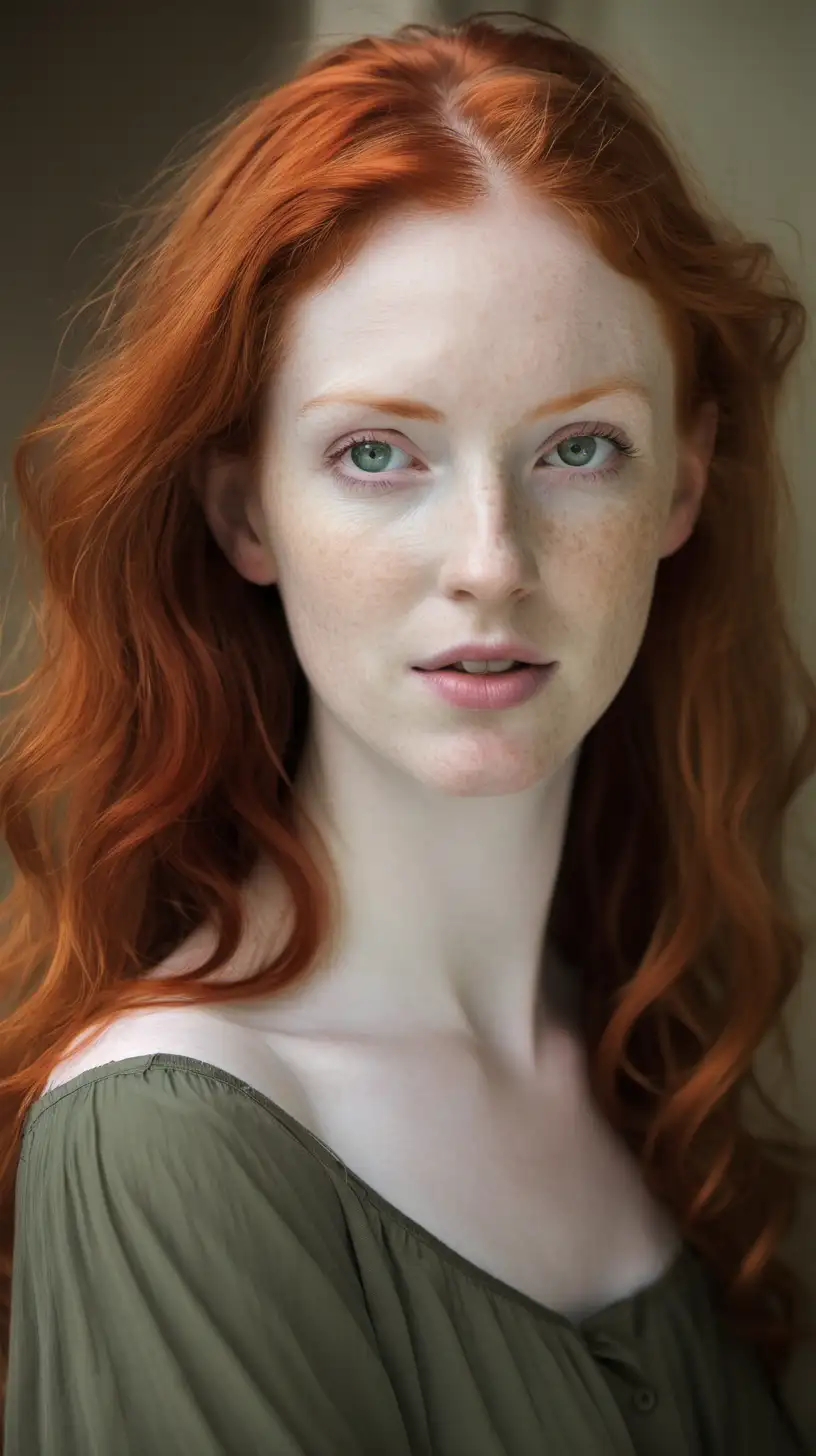 Vibrant Portrait of a Redheaded Pale Woman