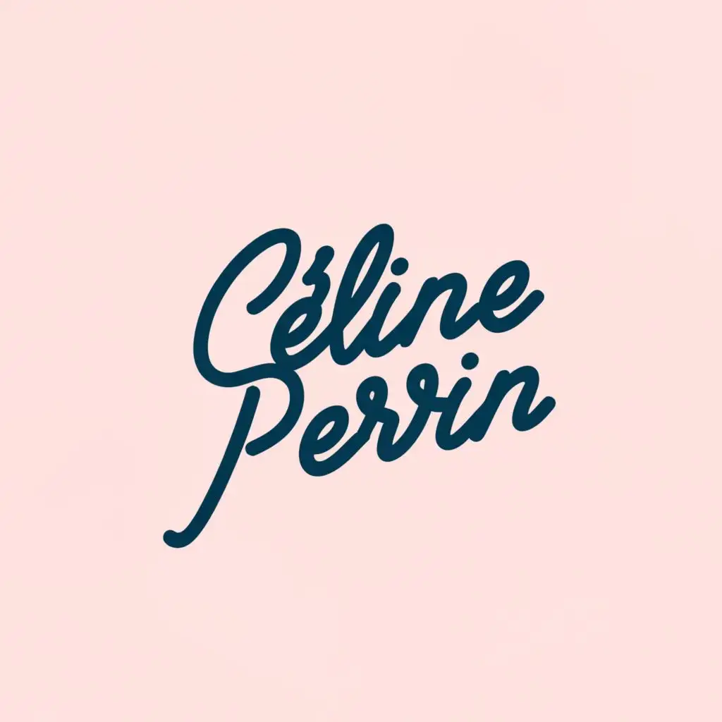 logo, creative, design, graphic studio, fun, pop, blue color, pink, elegant font, with the text "Céline Perrin", typography