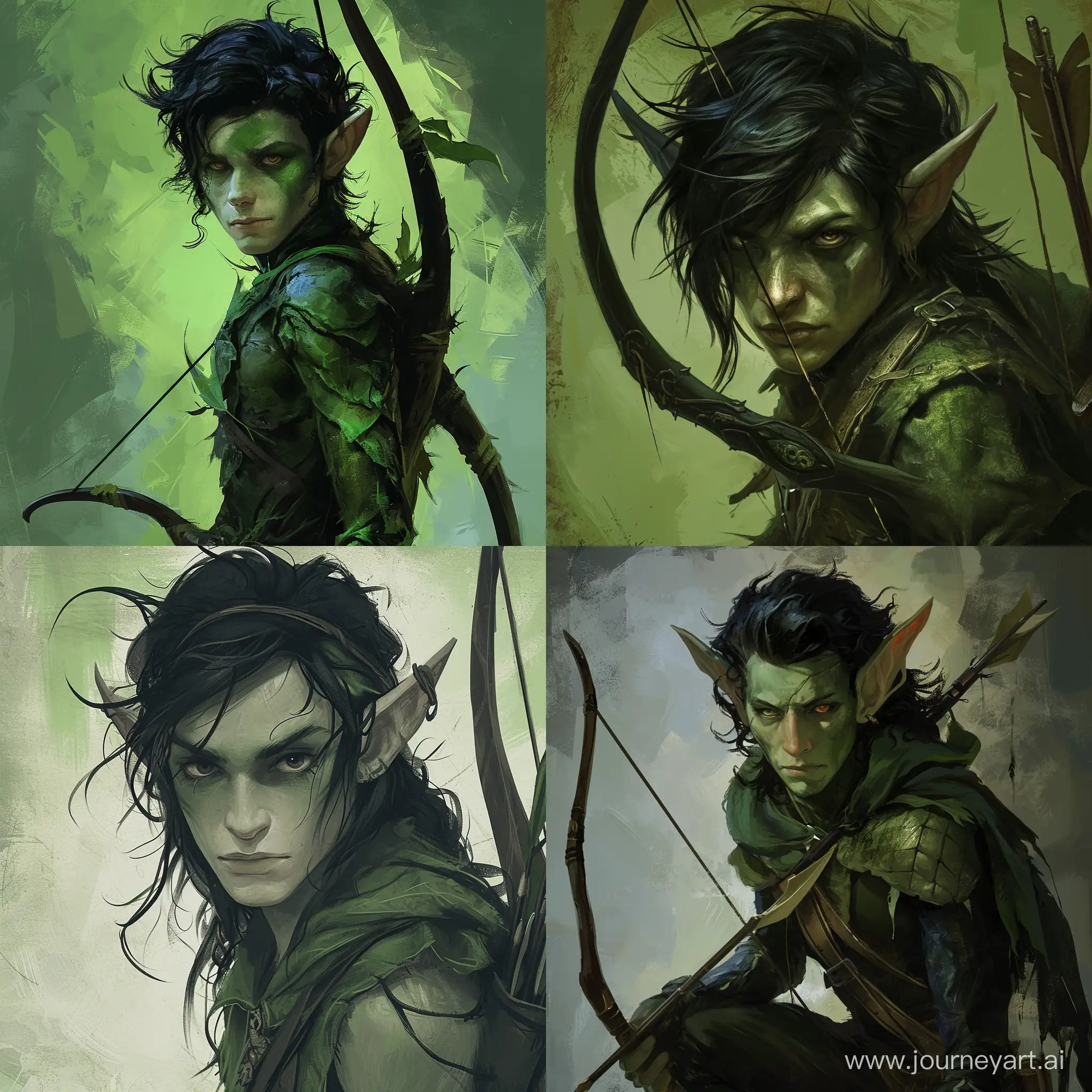 Mysterious-OneEyed-Elf-in-Green-Palette-with-Bow