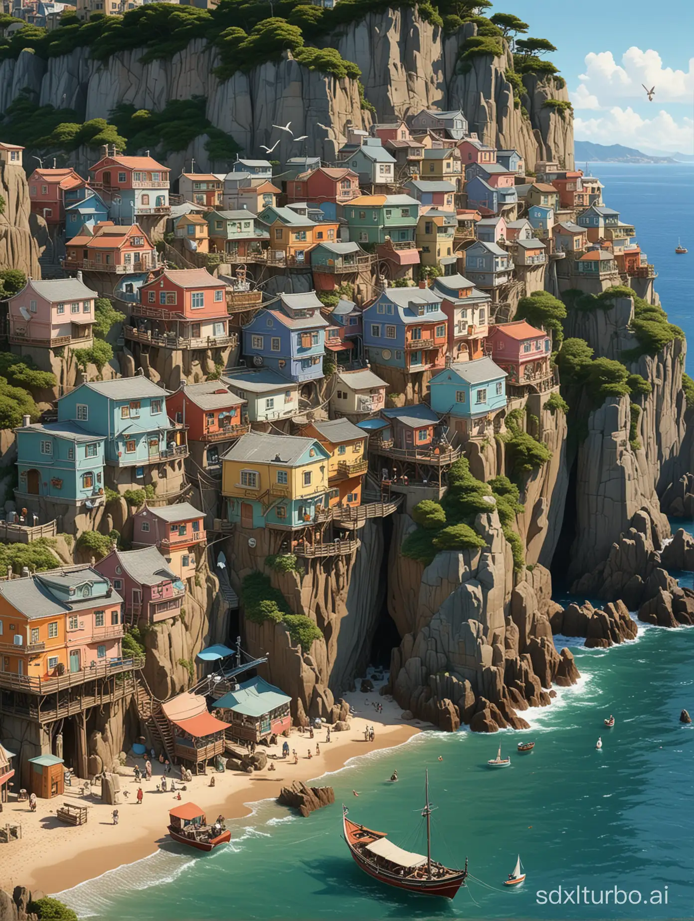 Whimsical-Seaside-Village-by-Ghibli-Colorful-Clifftop-Oasis