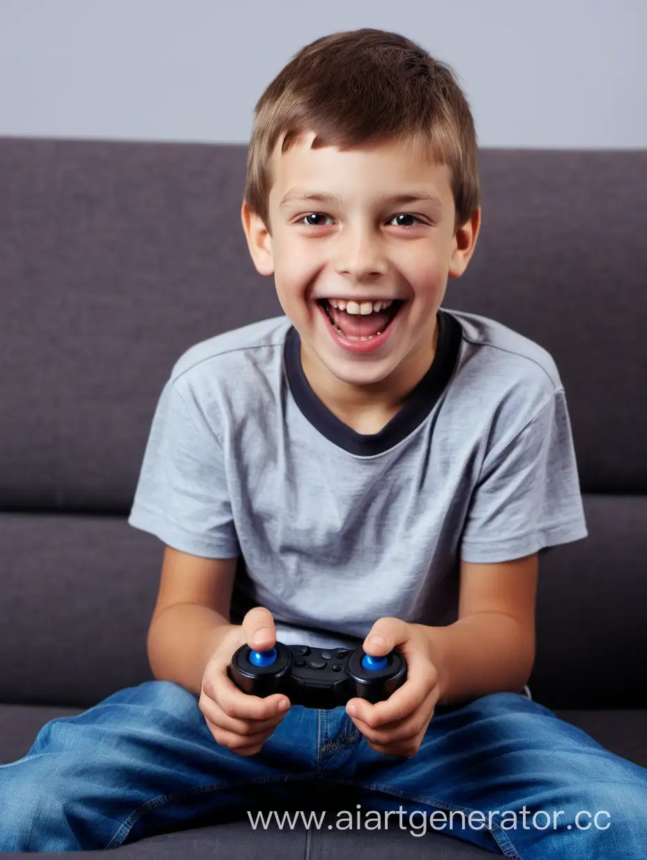 happy boy with joystick