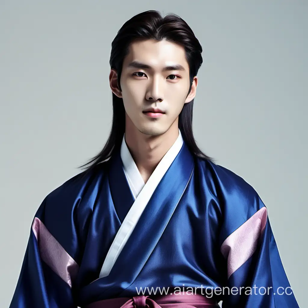 beautiful young man in hanbok handsome korean man with soft appearance and long hair