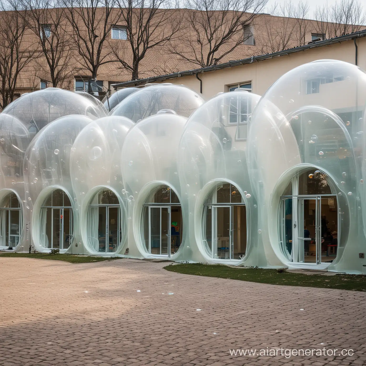 здание детского сада в форме мыльных пузырей
