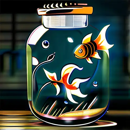 Golden Goldfish Swimming in Transparent Vase